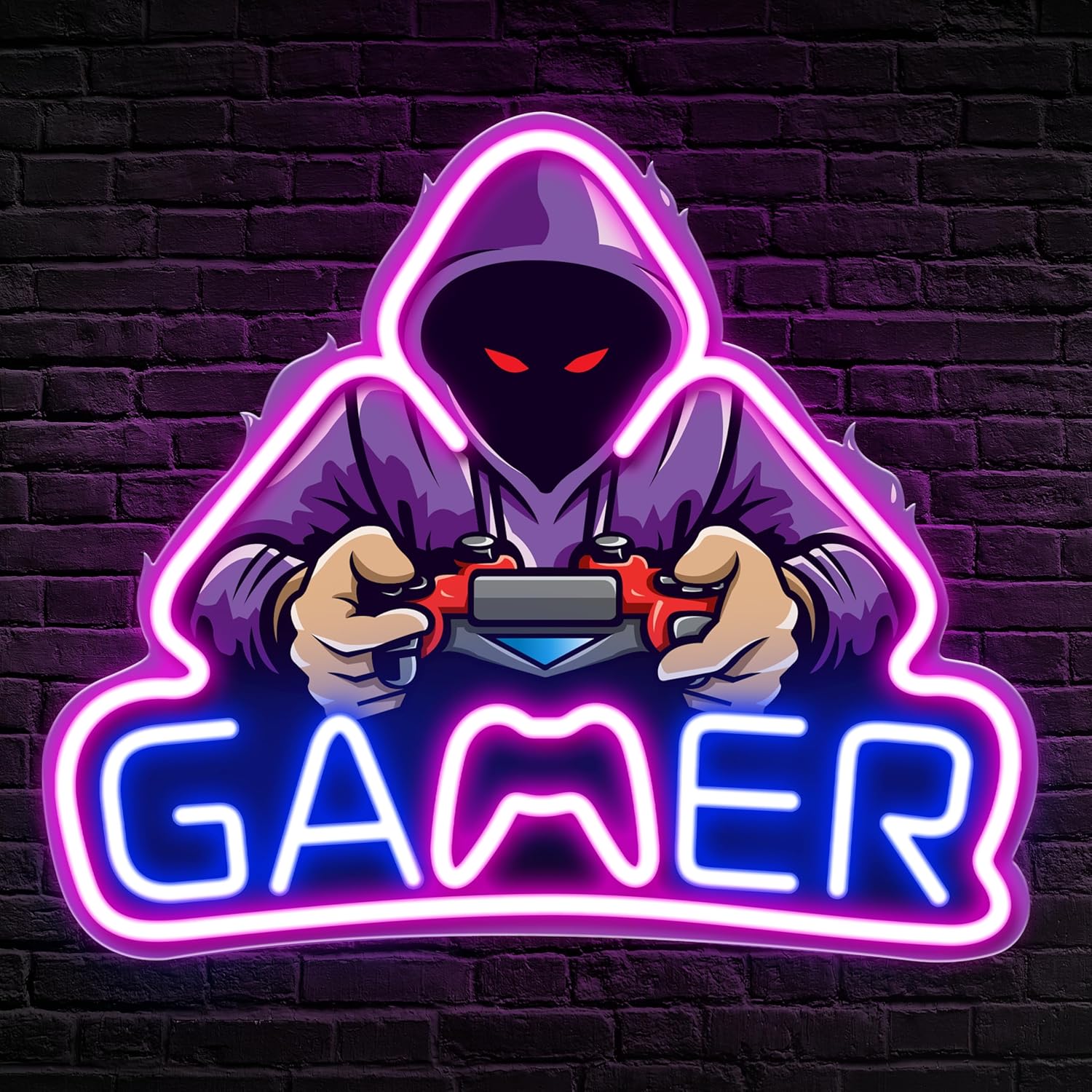 Retro Gaming Projector - game controller neon sign gamer room