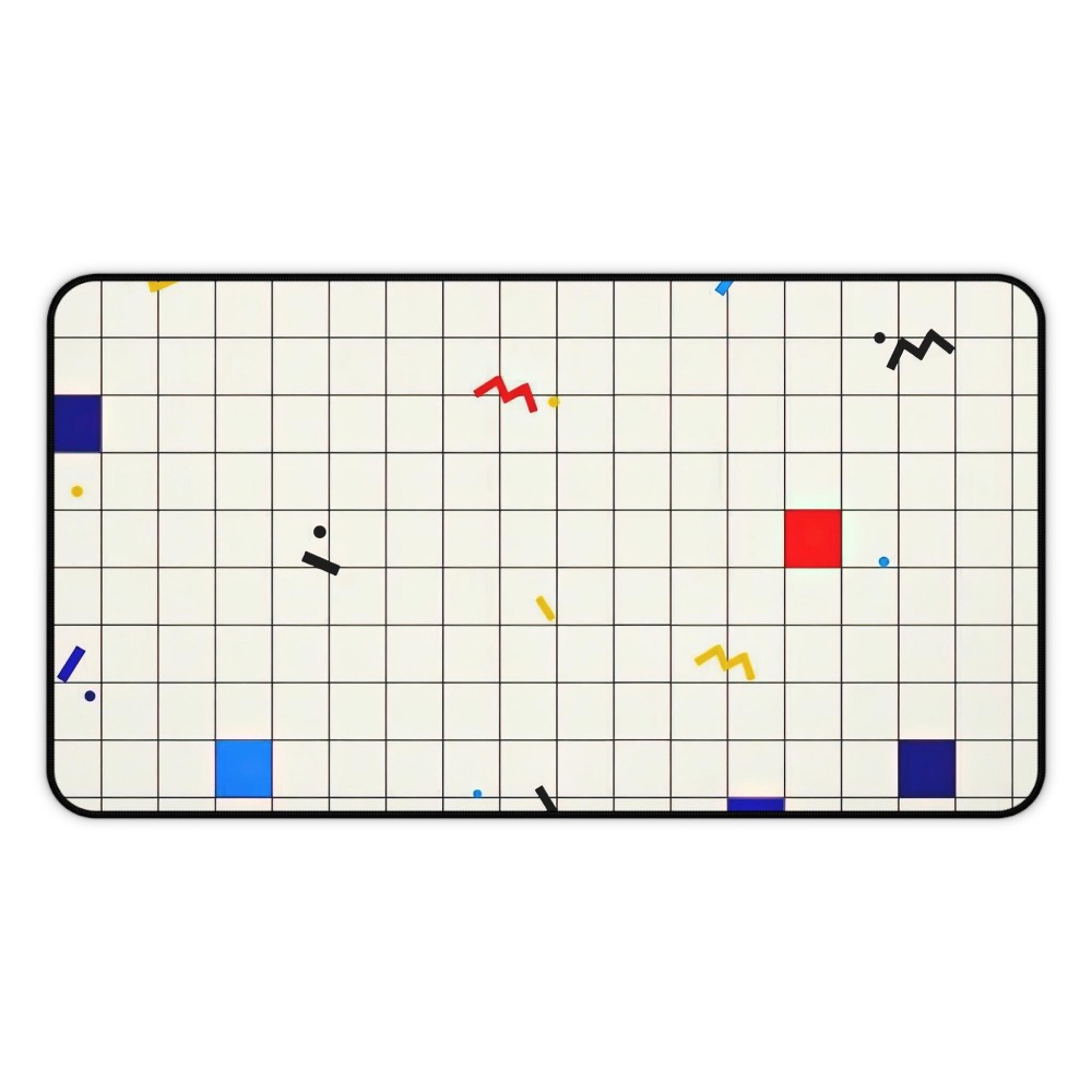 Retro Gaming Desk - Retro Geometric Grid Desk Mat Mouse