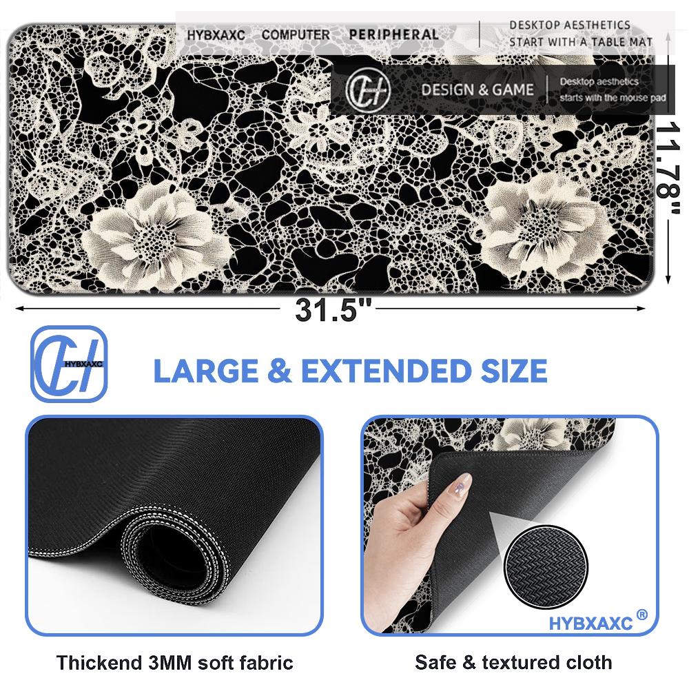 Black White Lace White Flower  - Retro Gaming Keyboard And Mouse ulasan dan harga