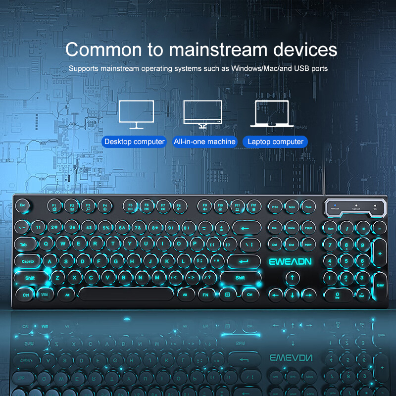 EWEADN Typewriter Gaming Keybo - Retro Gaming Com ulasan dan harga