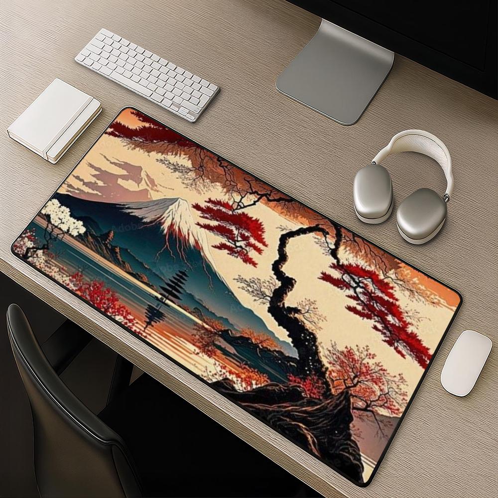 Ukiyo-e Red Maple Mount Fuji L - Retro Gaming Desk ulasan dan harga