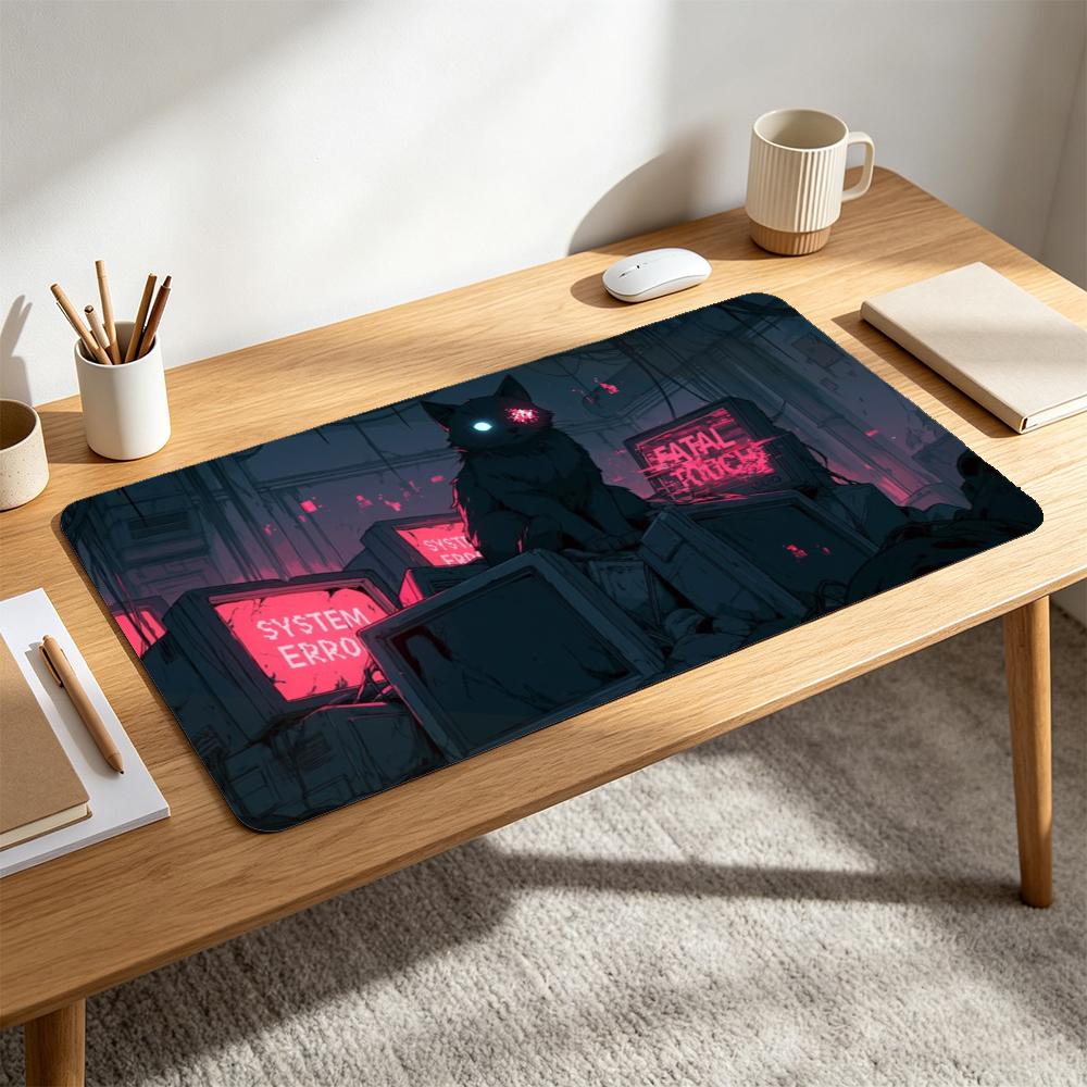 Cyberpunk Black Cat Large Gami - Retro Gaming Desk ulasan dan harga