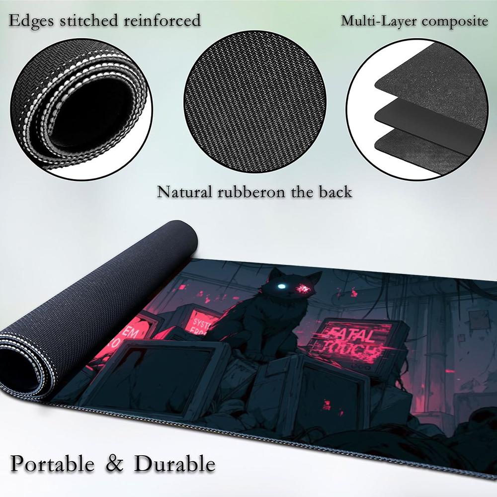 Cyberpunk Black Cat Large Gami - Retro Gaming Desk ulasan dan harga